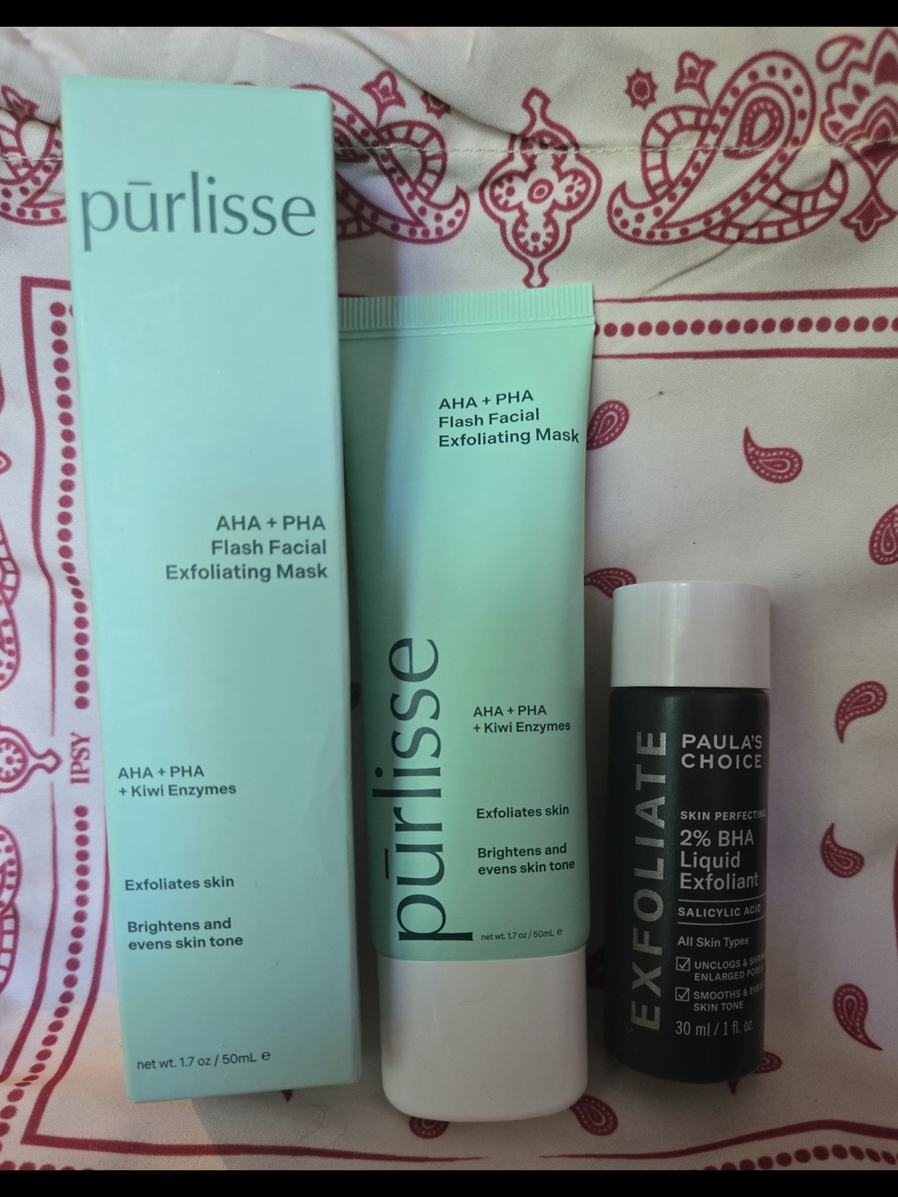 Purlisse AHA + PHA Flash Facial Exfoliating Mask & Paula's Choice